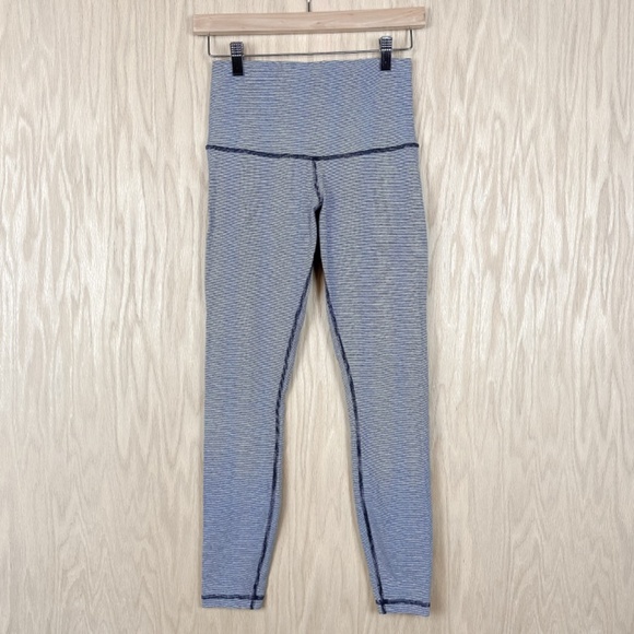 Lululemon Wunder Under Pant Cotton Stripe Black White Legging RARE - Picture 9 of 16